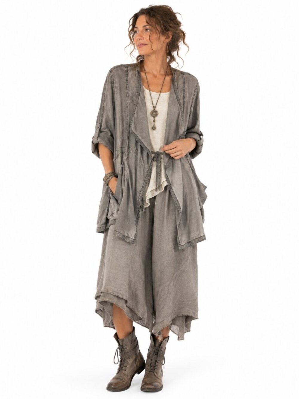 Anthropologie Hei Hei Morgan Jacket‎ Womens M Gray Lyocell Utility Lagenlook
